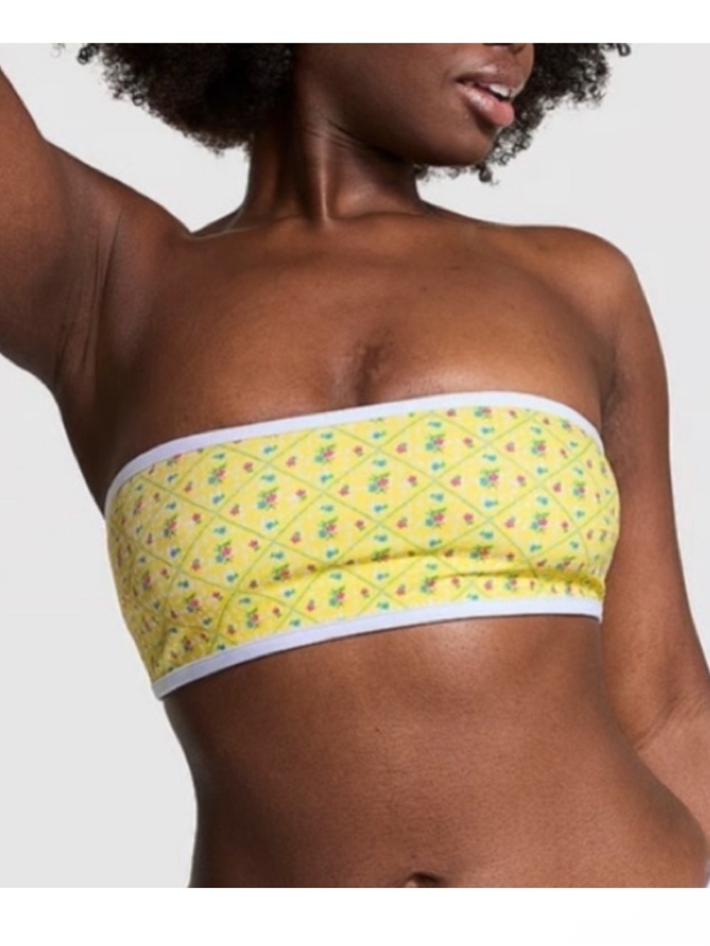 New! Frankie’s Bikinis x Pink Rosalind yellow bandeau Top 39096